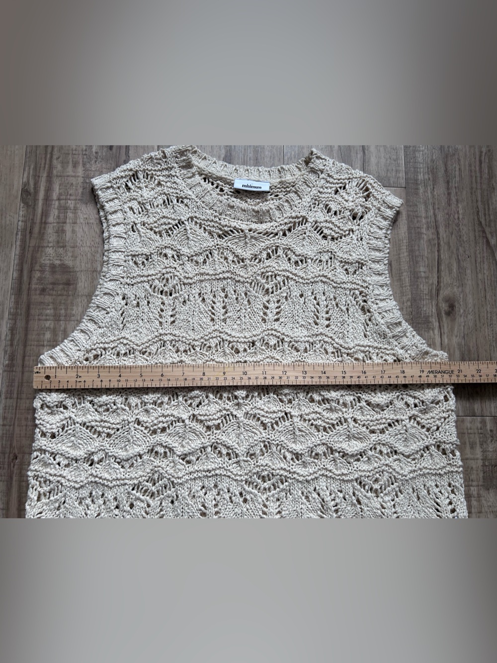 Cotton Cream Crochet Sleeveless Sweater Vest tank summer boho natural earthy - Picture 5 of 12